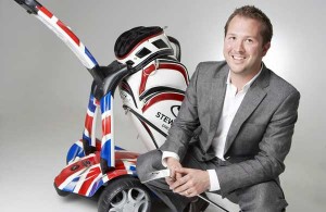 Home advantage: Mark Stewart is proud of the fact that all Stewart Golf power trolleys are built in the UK