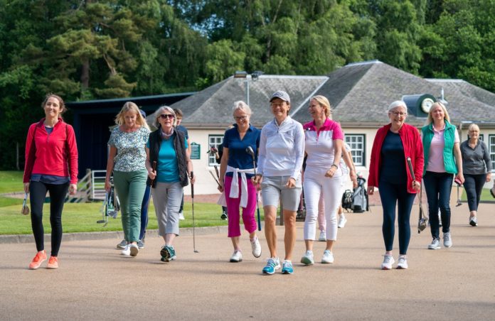 Catriona Matthew leads the newcomers out onto the golf course